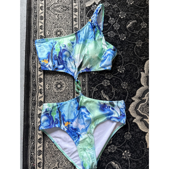 Unbranded Other - One Piece Green And Blue Swimsuit Bathing Suit, Large